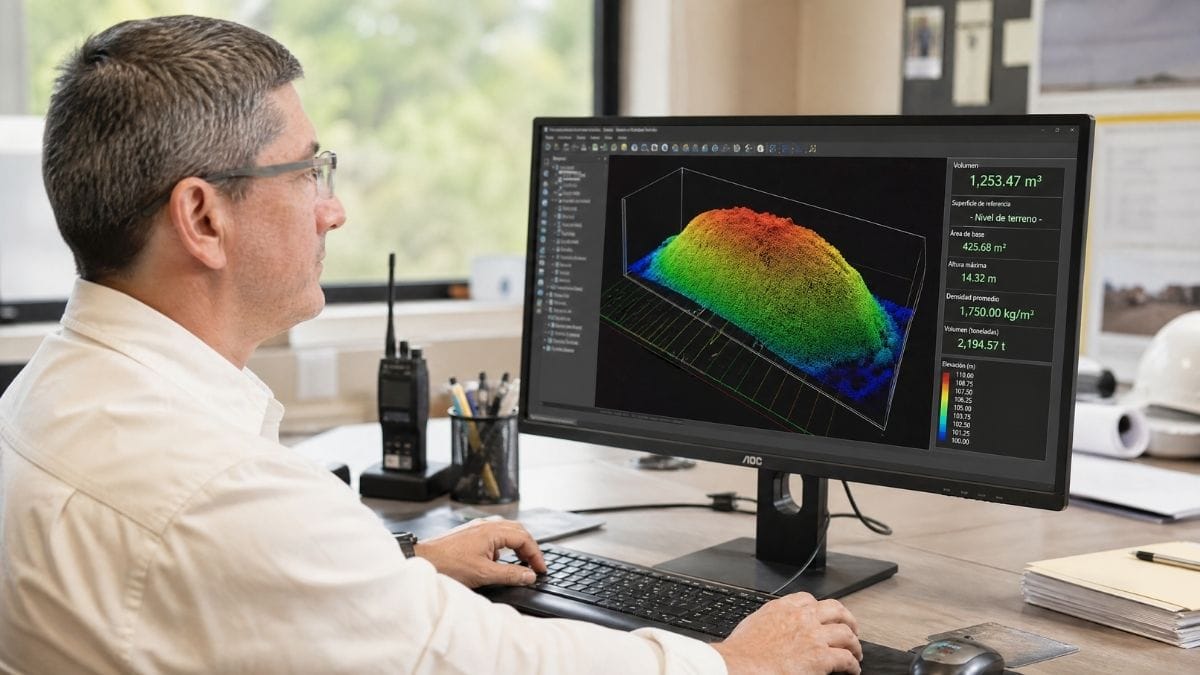 Nube de puntos LiDAR para cálculo de volumen de acopio